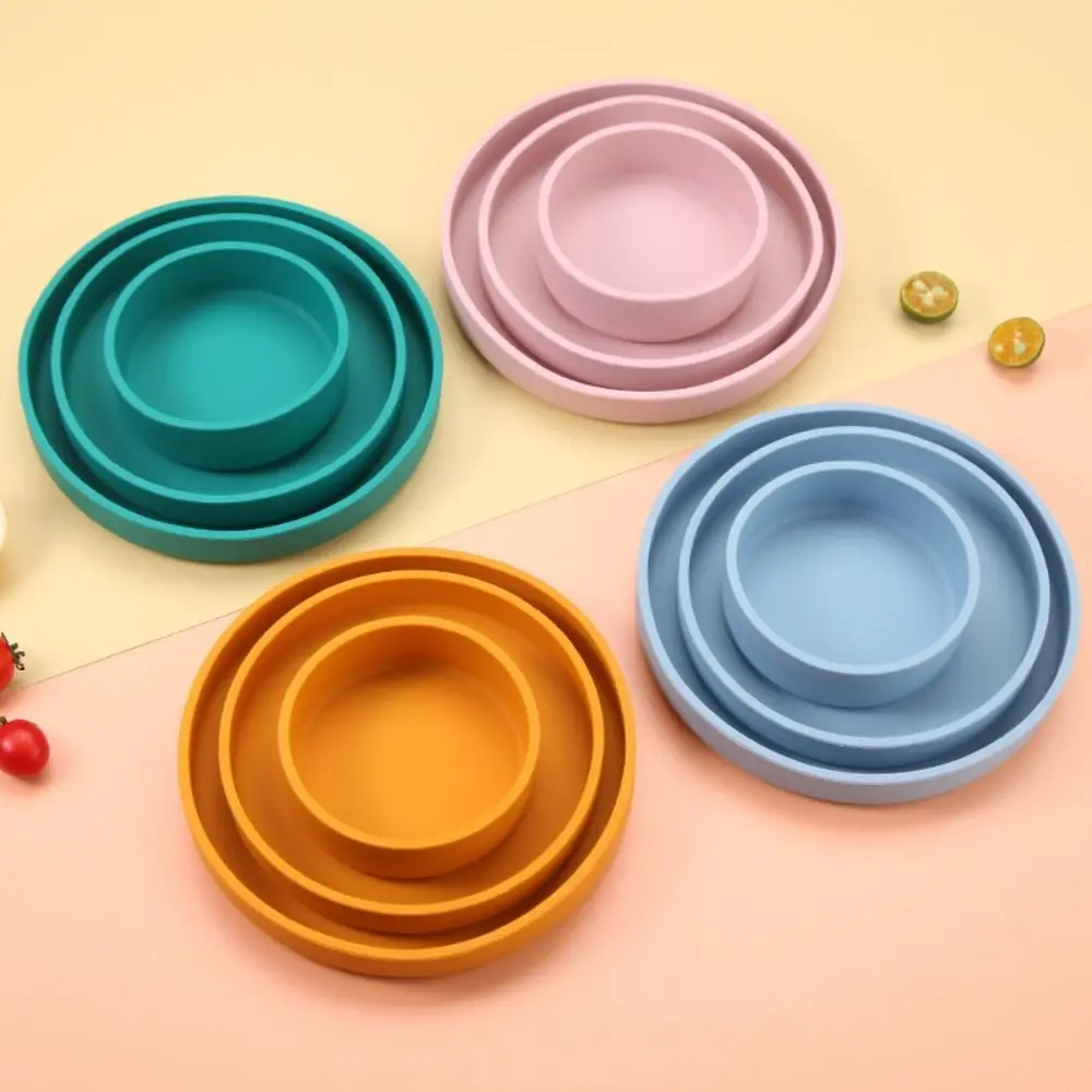 3Pcs Bakeware Nordic Style Dinner Plate Set Round Silicone Pizza Pans Suit Food Grade Tray Pastry Molds Outdoor 3