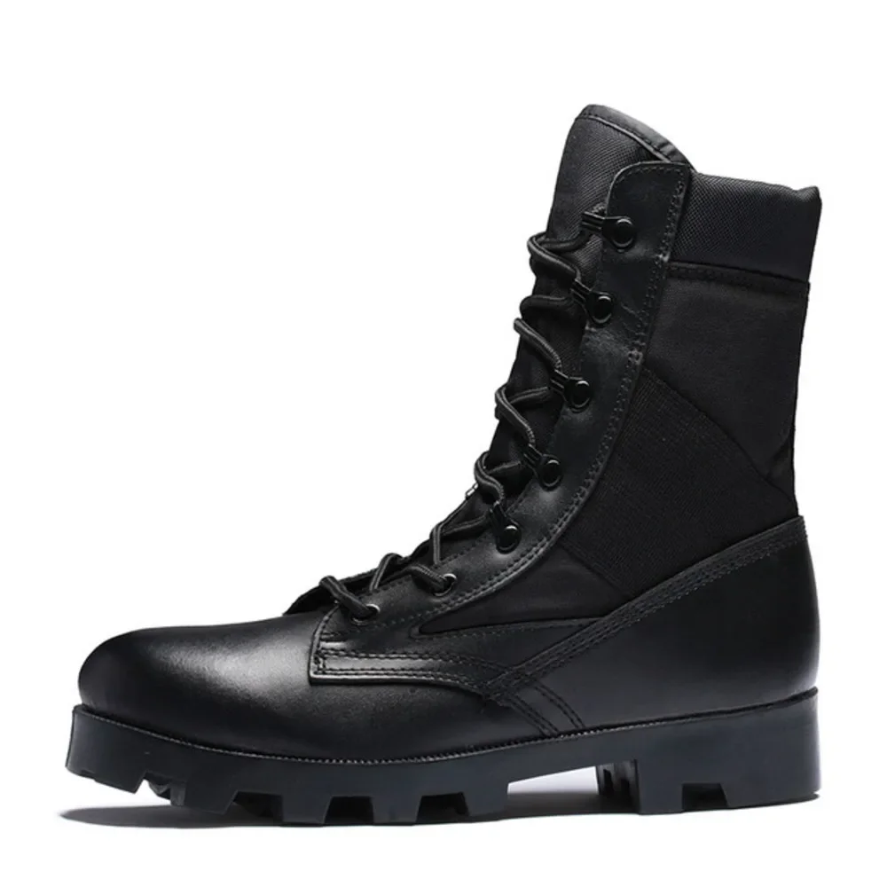 Zapatos militares de corte alto para hombre, calzado táctico de cuero, ultraligero, al tobillo, botas de jungla para exteriores, novedad