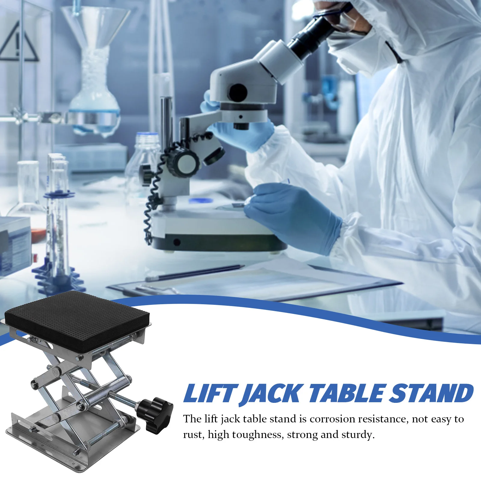 Stainless Steel Support Platform Laboratory Lifting Crane Jack Stand Lift Table Scissor Jack Manual Control Adjustable Height