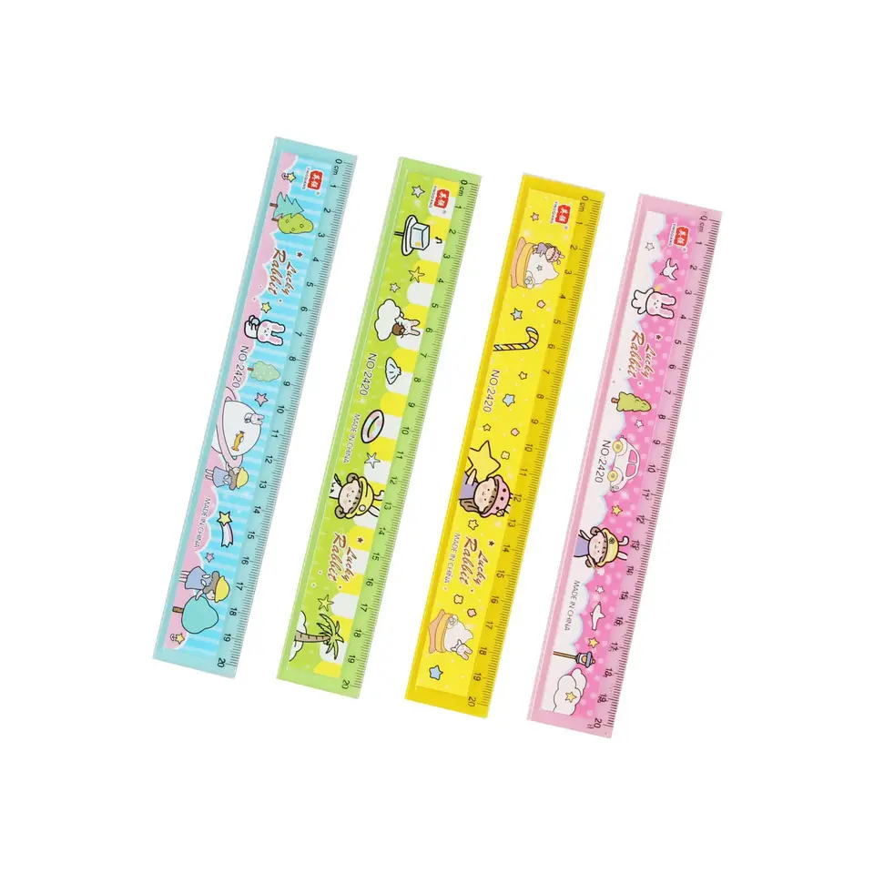 4 Règles De Lecture Transparentes Avec Capybara - 20cm, équerre, Rapporteur, Pour école Et Bureau