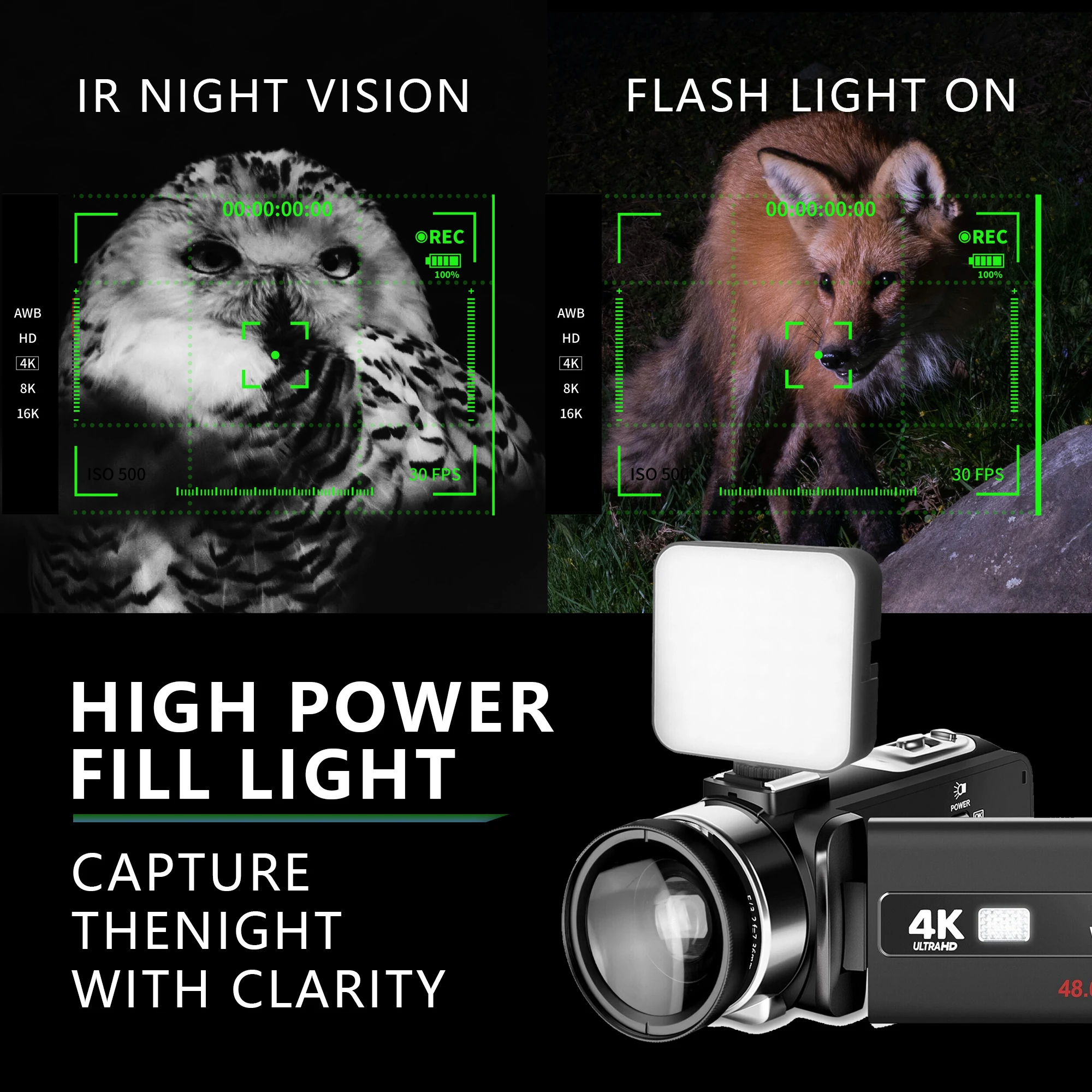 G-Anica 4K Video Camera 60fps/48MP UHD Video Recording  Digital Camera Autofocus, 18X Digital Zoom Camera, 3 inch Screen