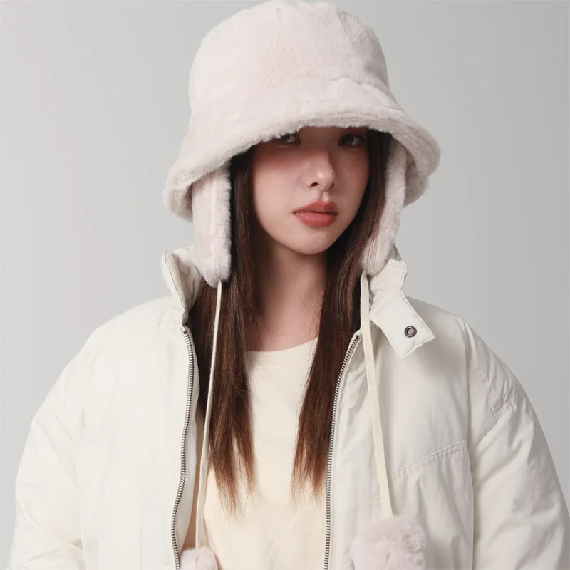 Women Bucket Hat Ear Protection Warm Retro Panama Caps For Winter Travel