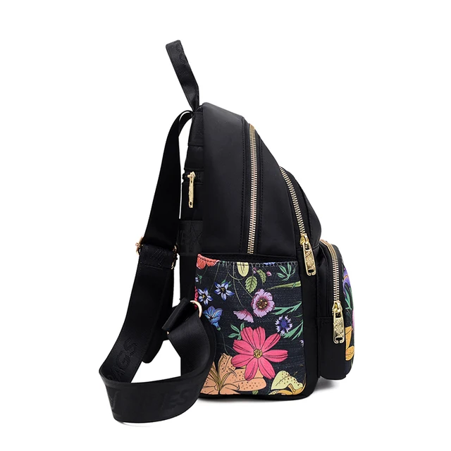 Bolso Mochilas de flores de moda retro Mochila de nailon para mujer y niña  Mochila pequeña para la escuela