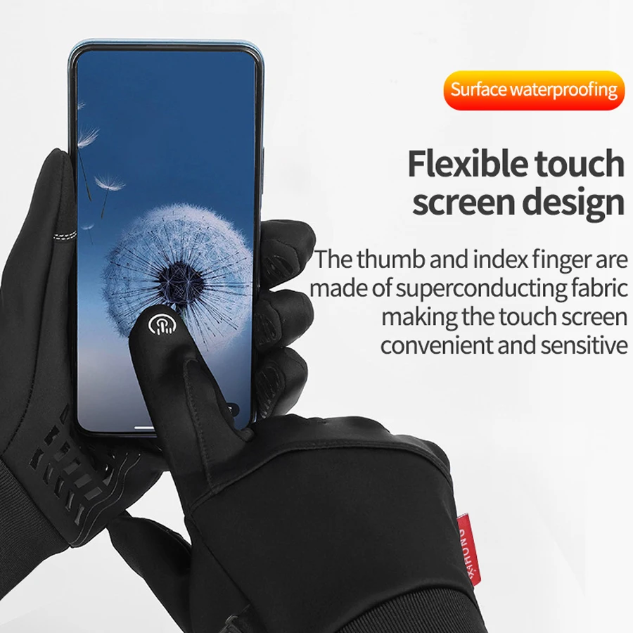 1 Pair Outdoor Motorcycle Gloves Winter Insulation Waterproof Warm Gloves Lightweight Running Winter Touch Screen Bicycle Gloves