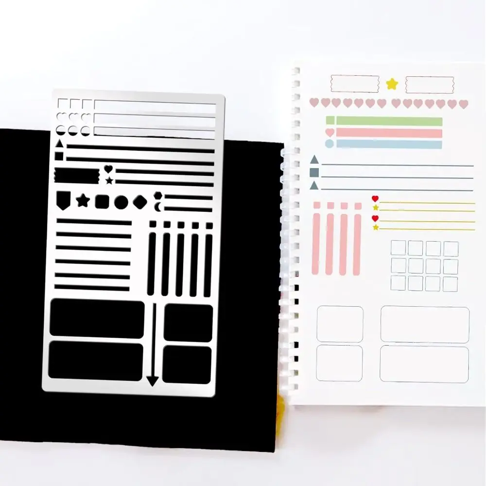 4 조각 DIY 액세서리 DIY 금속 플래너 스텐실 재사용 가능한 녹 방지 편지 템플릿 저널 조각 스텐실 스크랩북