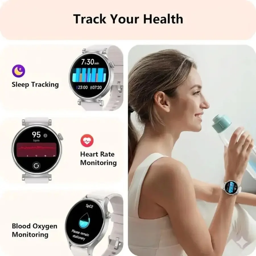 Smart Watch for Women, Fitness Tracker & Activity Tracker with Bluetooth Calls (Answer/Make), 1.8' HD/AMOLED Smartwatch for IOS/Android, 100+ Sport Modes, IP67 Waterproof, Heart Rate/SpO2/Sleep Monitor, 7 Bands 4
