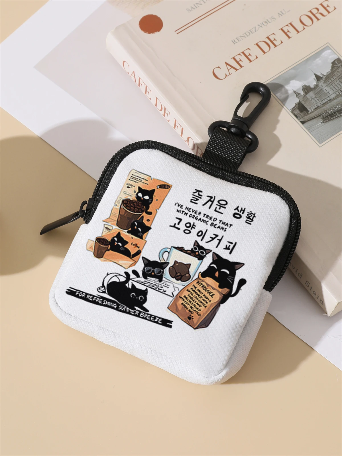 A large capacity wallet with a black cat pattern, digital printed coin wallet, and storage bag are ideal choices for GIFs