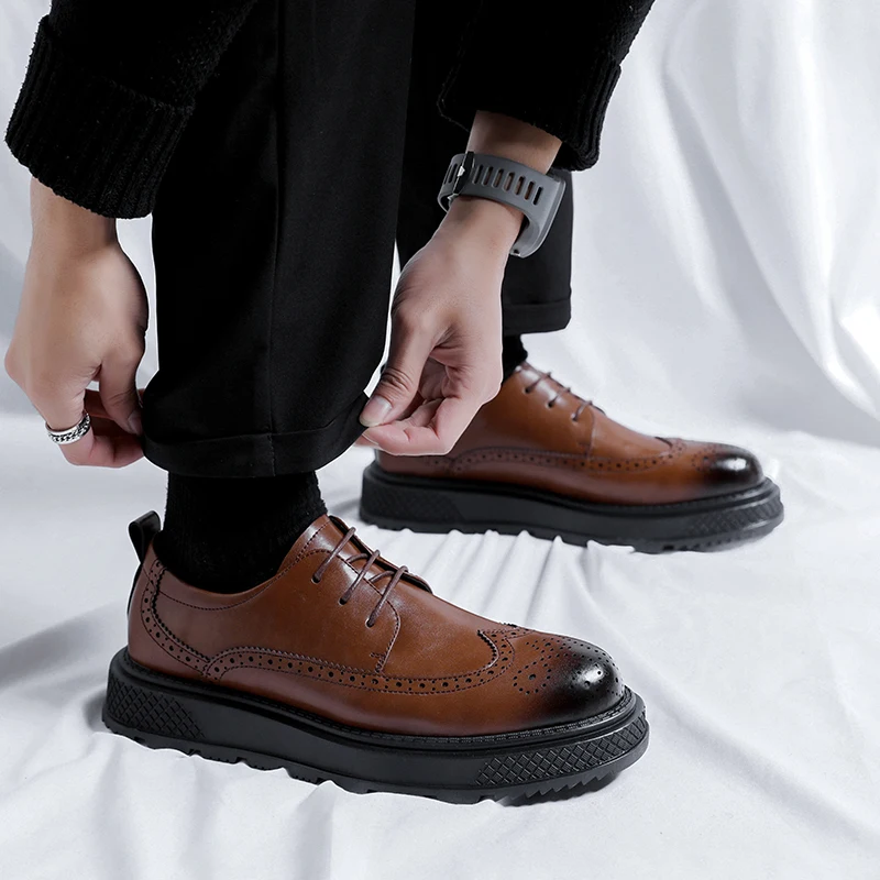 

Man Dress Shoes fashion Leather Lace-up Men Casual Shoes Smart Business Office work Footwear Men wedding party Shoes for men