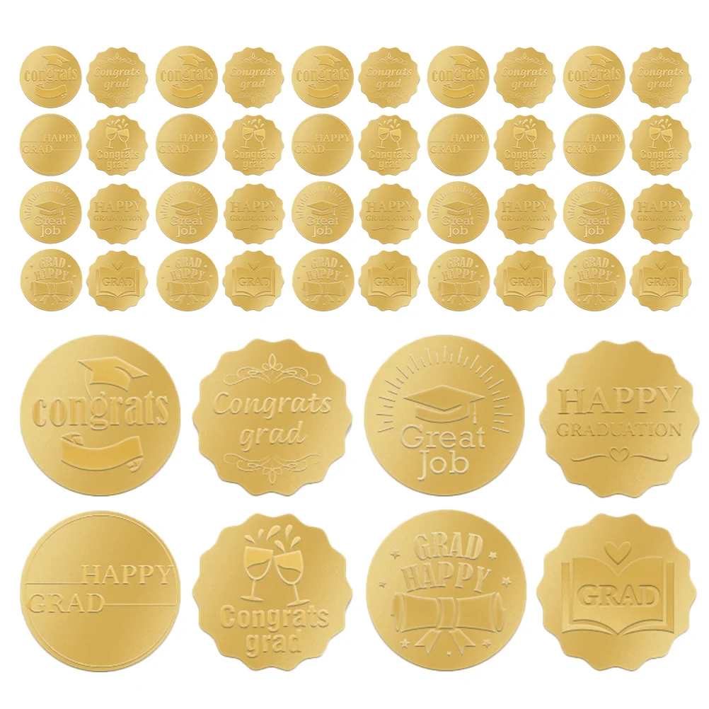 20 Sheets of Self-adhesive Graduation Decals Gift Packing Graduation Stickers Decorative Sealing Stickers