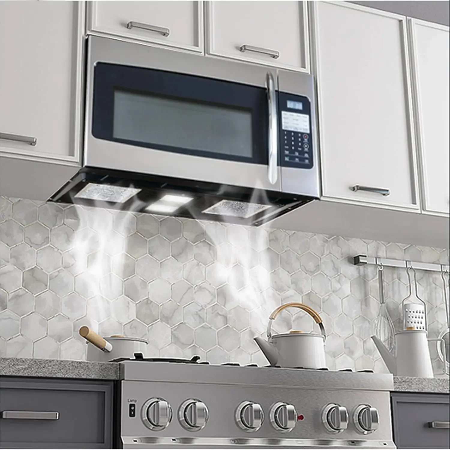 SMETA Over The Range Microwave, Over The Range Microwave with Vent 1.7 Cu. Ft 30 Inch 1000W the Stove with Exhaust Fan, Sta