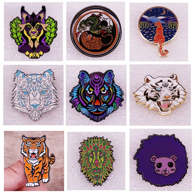 

King of The Forest Tiger Enamel Pins Brooch Interesting Animal Lapel Badge Denim Jacket Backpack Pin Decoration Children Gifts