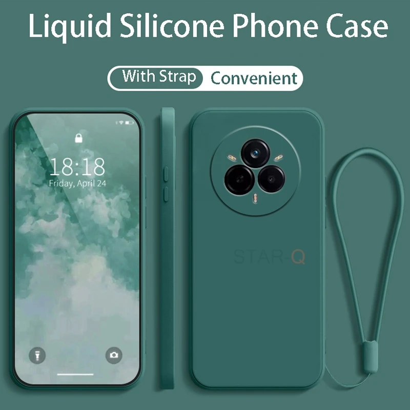 Liquid Silicone Phone Case with Lanyard - Original Strap Back Cover
