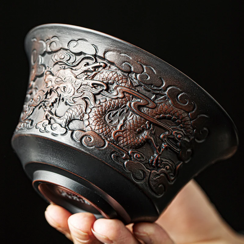 High-end Purple Pottery Chinese Teaset Gaiwan Tea Cups Lid Bowl Traditional Handmade Tea Brew Cup Bowl