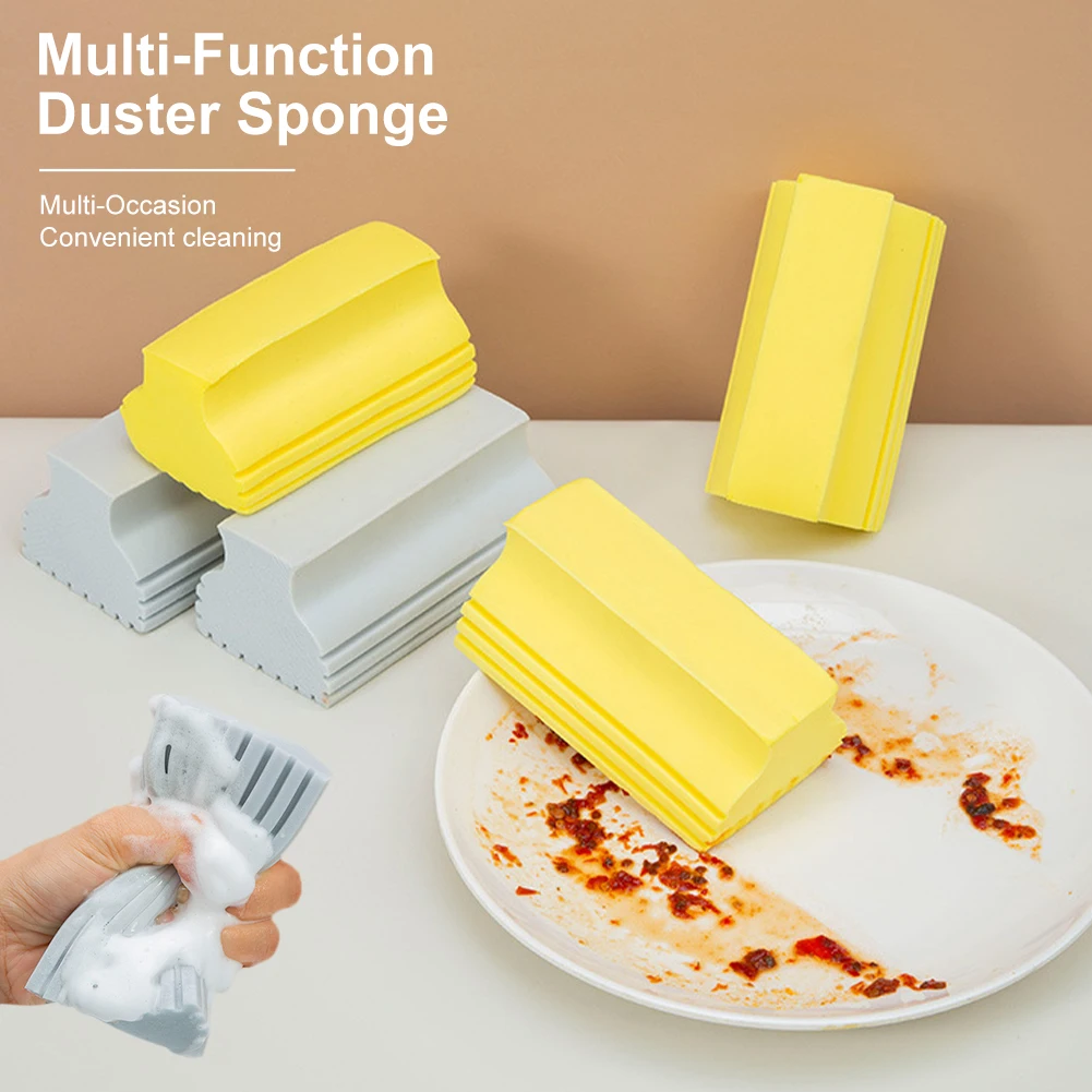 

Damp Clean Sponge Duster With Handle Super Water Absorption Cleaning Sponge Brush Reusable For Kitchen Sink Bathroom Countertop