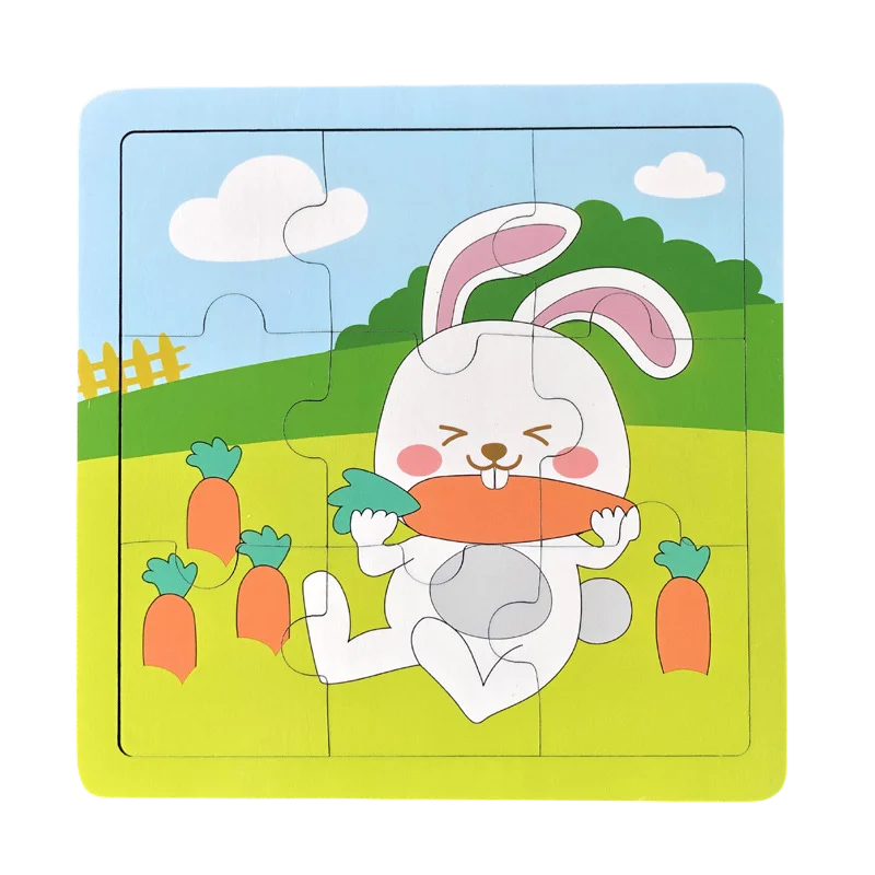 Enhanced Wooden Puzzle Set for Toddlers - Cartoon Animals & Vehicles Educational Toy