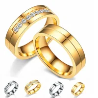 Fashion Wedding Bands Rings for Women Men Love Gift Gold-color Trendy Stainless Steel Promise Couple Jewelry Gifts 1
