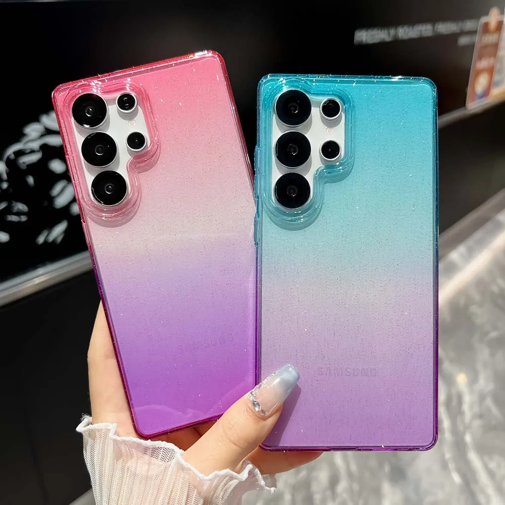 Glitter Gradient Shockproof Transparent Hard PC Bling Case