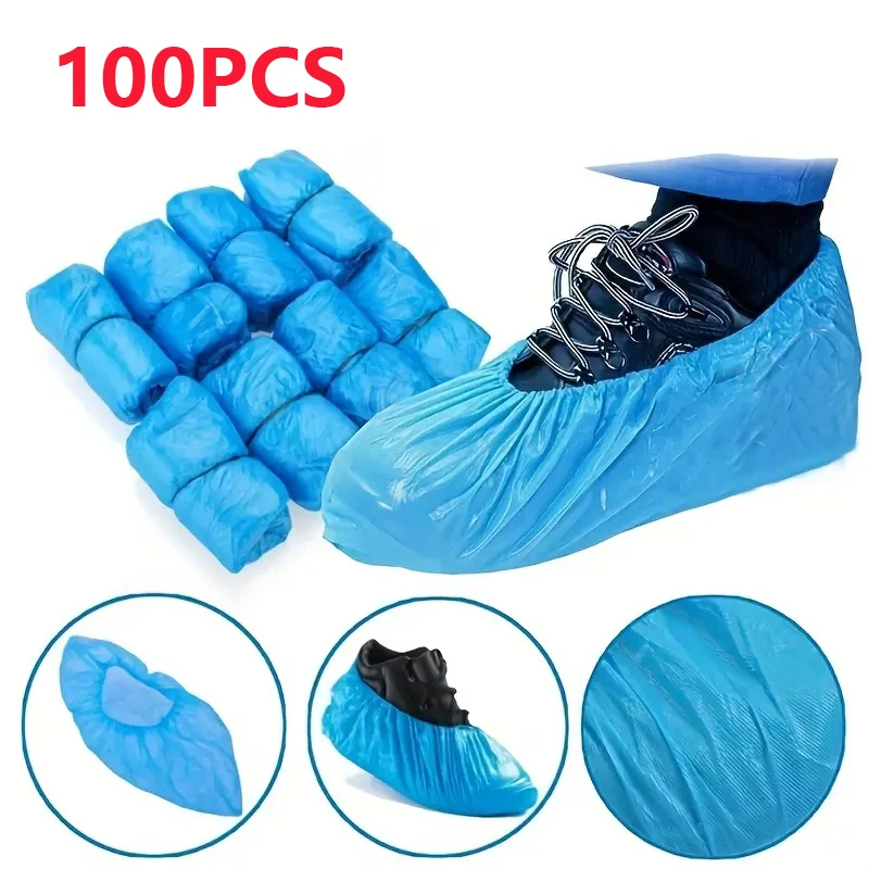 100PCS disposable waterproof shoe cover plastic non-slip foot