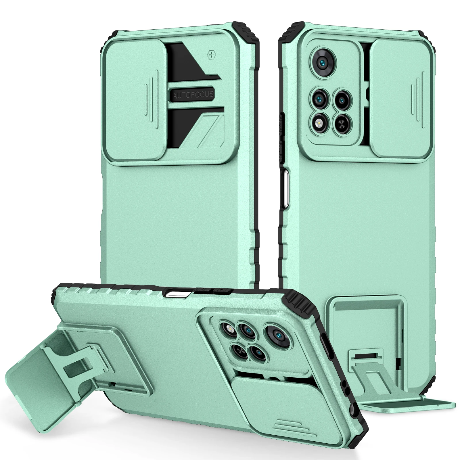 Enhanced Shockproof Case with Slide Camera Lens Protection & Stand Function
