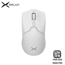 Delux M800 PRO PAW3395 White Wireless Bluetooth Gaming Mouse 26000DPI Optical Computer Office Mouse Macro Drive For Laptop PC