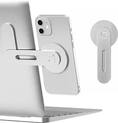 Magnetic Laptop Phone Holder - Slim & Foldable Design for Computer Monitor Side (WHITE)