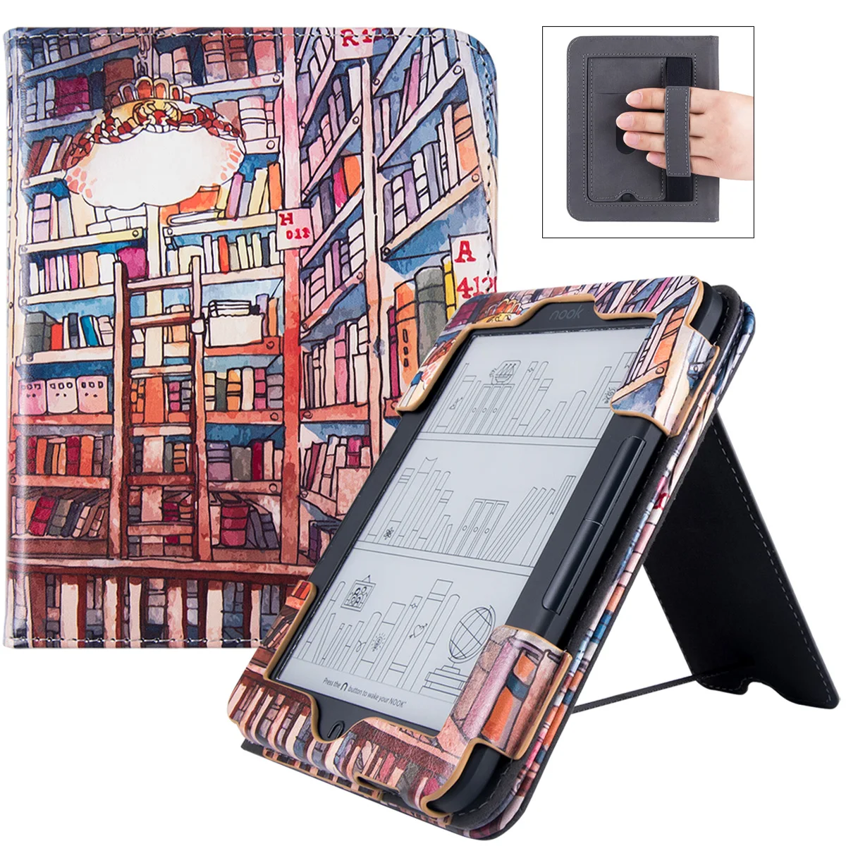 Custodia Per Supporto Per New Nook Glowlight 4 / Nook Glowlight 4E Ereader-Custodia Protettiva In Pelle Pu Premium Con Cinturino A Mano