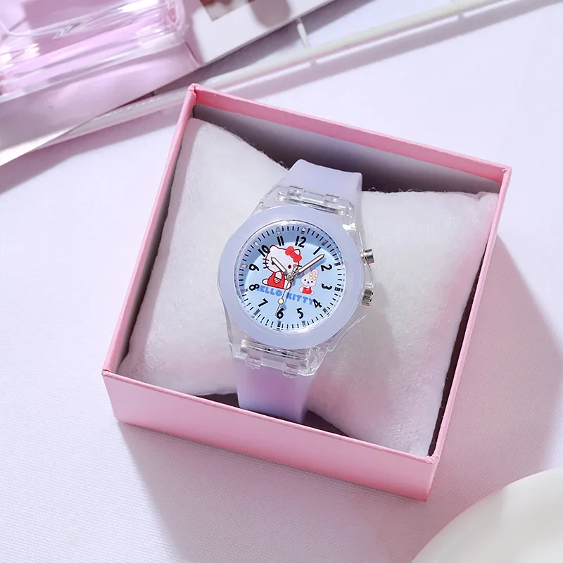 Hello Kitty Children Watches Girls Color Light Source Silicone Strap Kids Watch with Box Gift Clock Wrist Relogio Feminino 6