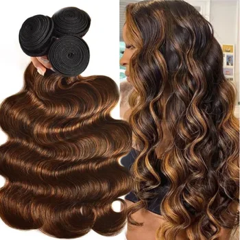30 40 50 Inch Ombre Body Wave Human Hair Bundles Highlight Human Hair Unprocessed Blonde Raw Hair Bundle Weave Extensions 1