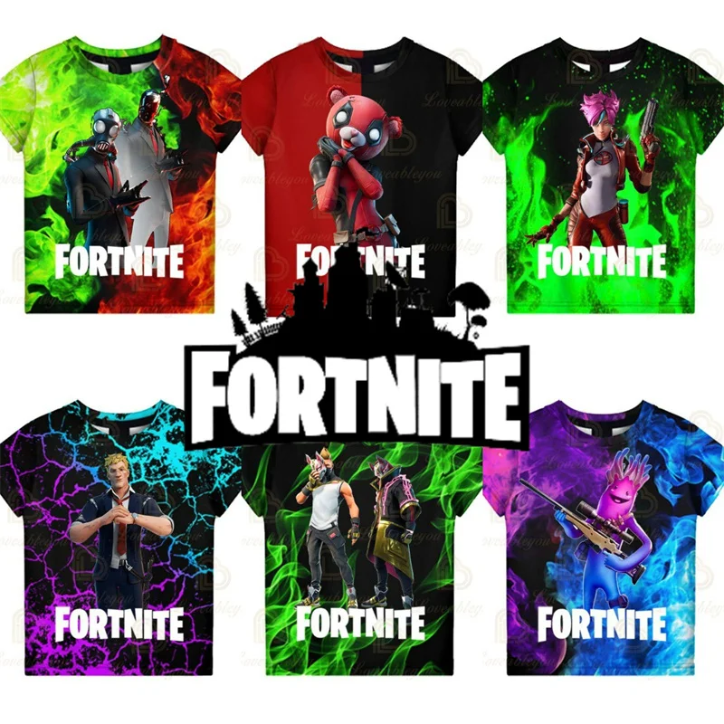Maglietta Per Bambini Fortnite Victory Royale Ragazzi Ragazze Cartoon T-Shirt Top Abbigliamento Per Adolescenti Da 3 A 14 Anni Battle Royale 3D Tees