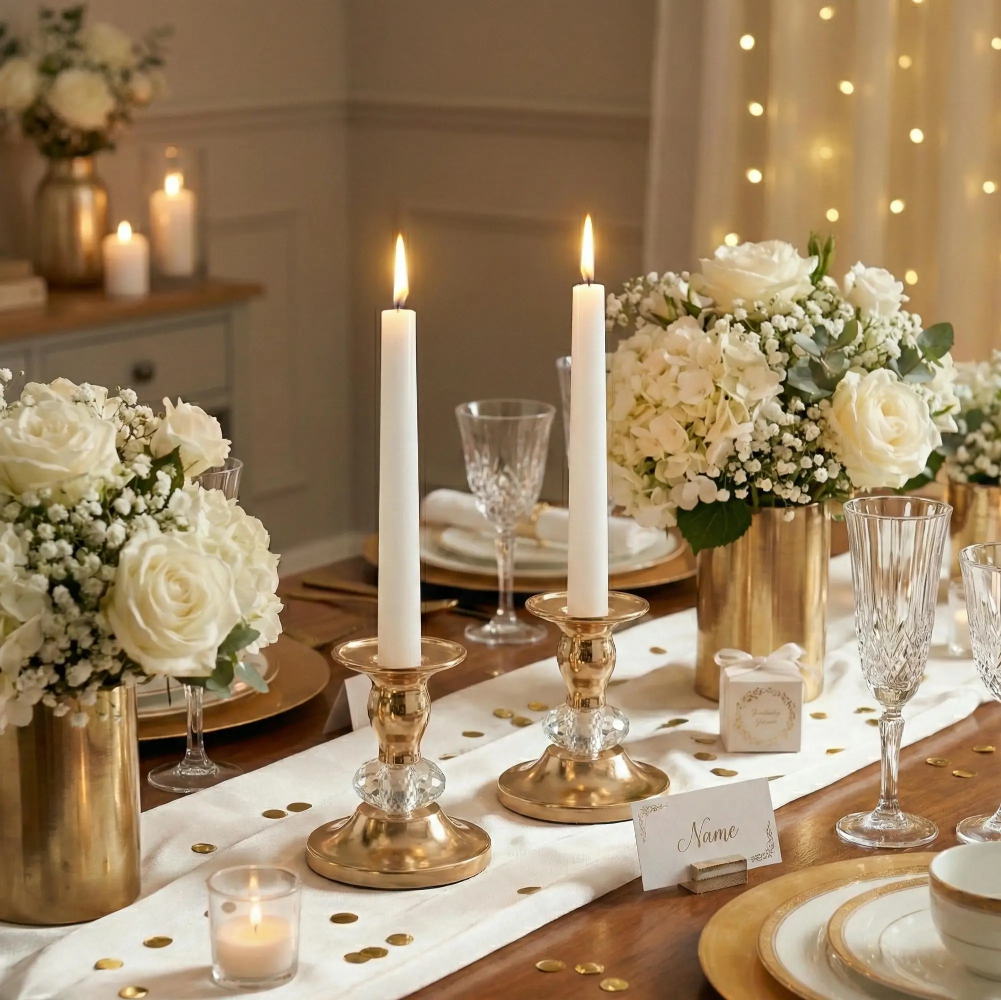 2PCS Gold Metal Taper Candlestick Holders Vintage Brass Taper Candle Holders, Metal Crystal Candle Stands Elegant Candlestick 2PCS Gold Metal Taper Candlestick Holders Vintage Brass Taper Candle Holders, Metal Crystal Candle Stands Elegant Candlestick