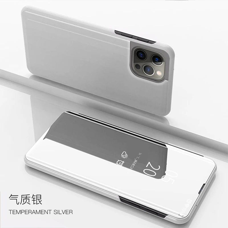 Magnetic Smart Flip Leather Phone Case with Mirror Holder - Anti-Fall Design