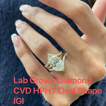 4CT Oval Lab-Grown Diamond Halo Engagement Ring 1