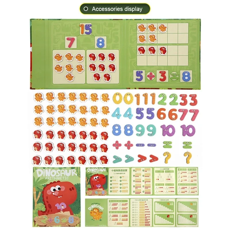 Children's Wooden Dinosaur Arithmetic Book Math Addition Subtraction Decomposition Math Toys Educational Toys Montessori Games