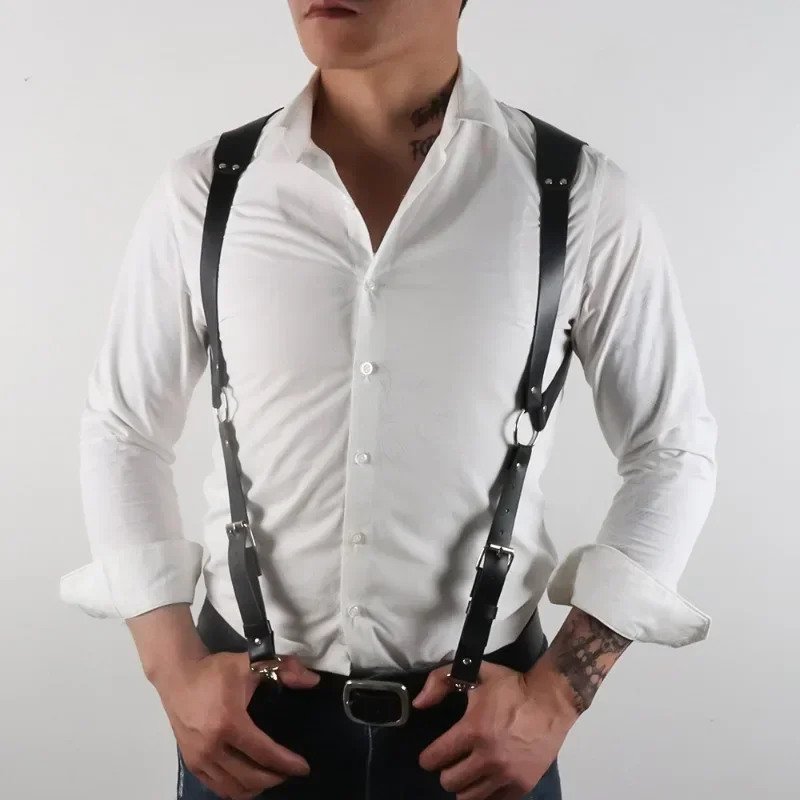 Suspenders Men's Pants Leather Adjustable Backpack Suspenders Men's Shoulder Straps Fashion Adult Belt