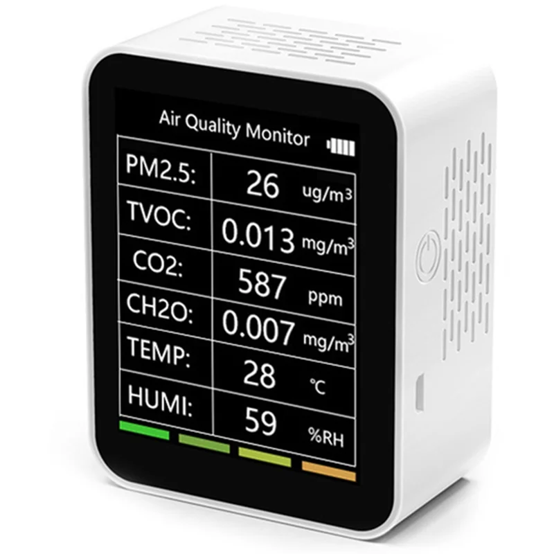 지능형 멀티 감지기, 백색 공기질 감지기, PM2.5 TVOC CO2 CH20 온도 습도 모니터, 6 in 1