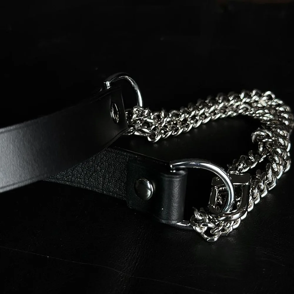 Colar punk erótico em couro legítimo para casais bondage_voghion.com