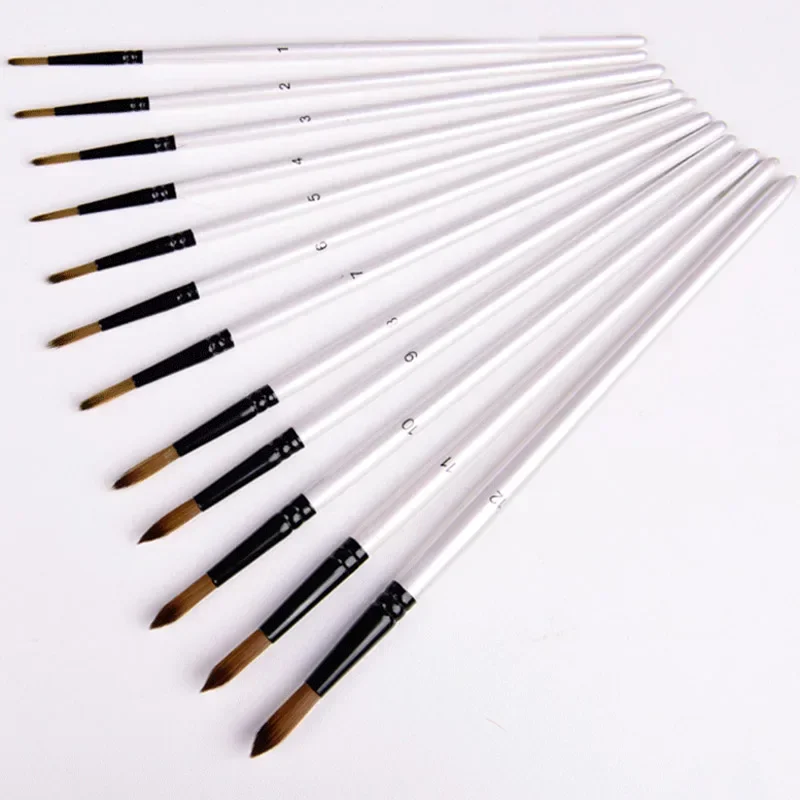 12pcs Nylon Hair Wooden Handle Watercolor Paint Brush Pen Set for Learning Diy Oil Acrylic Painting Art Paint Brushes Supplies 4