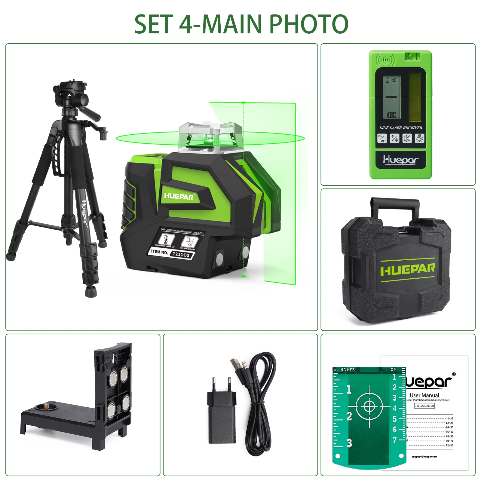360°Laser Level Green Beam Self-Leveling Multi-Lines Laser Level Tool With Plumb