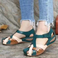 Dames sandales été chaussures pour femmes grande taille sandales à talons compensés bouquet pied décontracté imprimé sandale dames sandales pour femmes 2