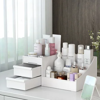 Tiroir en plastique, boîte de rangement de maquillage, étagère de finition pour dortoir, cosmétiques, soins de la peau, coiffeuse, boîte de papeterie de bureau 1