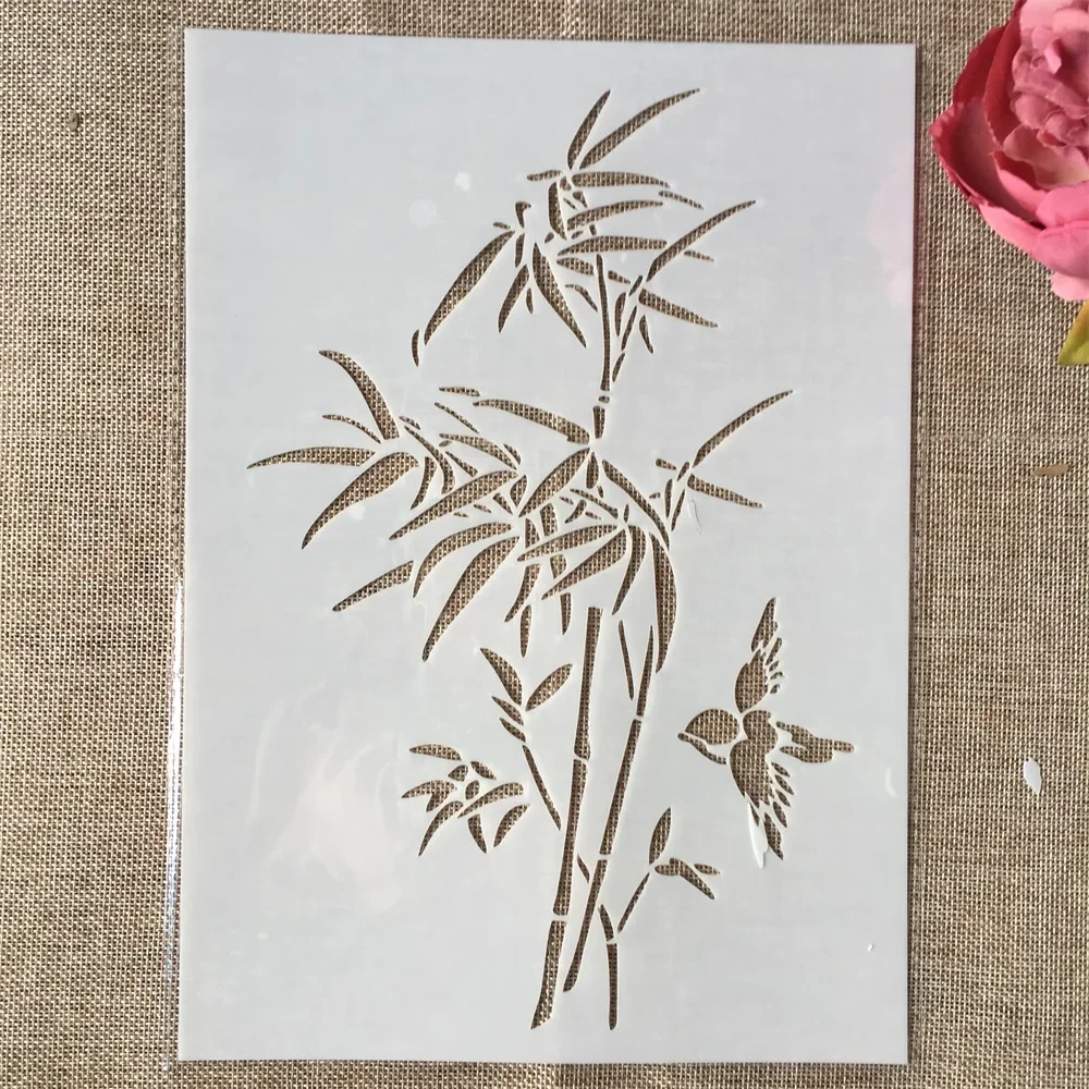 5 개/몫 29cm A4 삼키기 새 잔디 대나무 DIY 겹쳐 스텐실 페인팅 스크랩북 색소 엠보싱 앨범 장식 템플릿