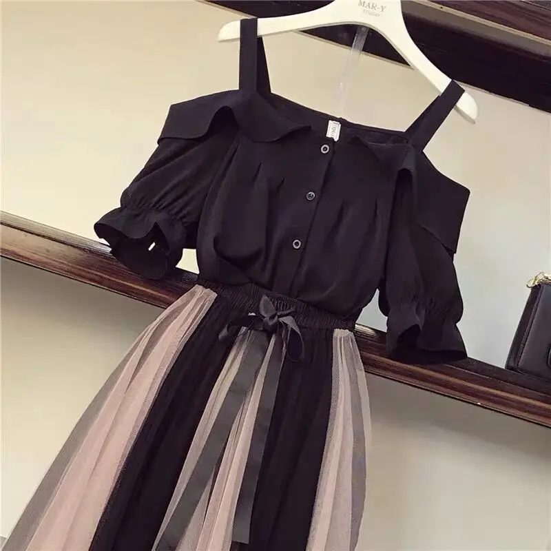 2023 Spring Summer Womens Suit Large Size Women\'s Shirt Top+ Skirt High Waist Skirt Holiday Two Piece Set