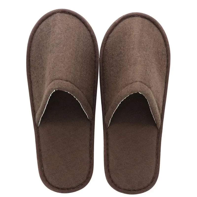 10 Pairs Disposable Slipper Non-Slip Closed Toe House Slippers Unisex Brushed Plush Slides for Hotel Travel Households Shoes 2