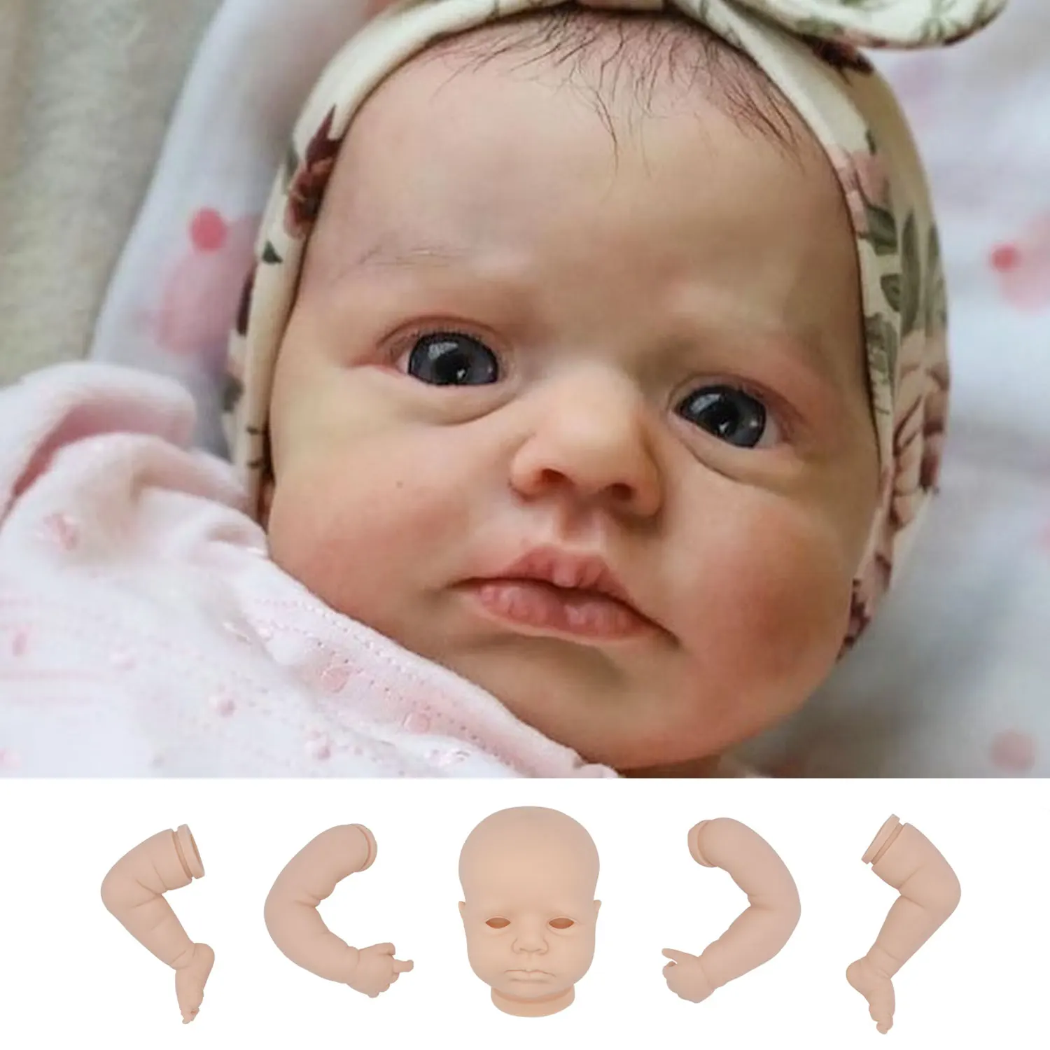 Witdiy Loulou Open One's Eyes 50cm Reborn Baby Doll Kit Unpainted