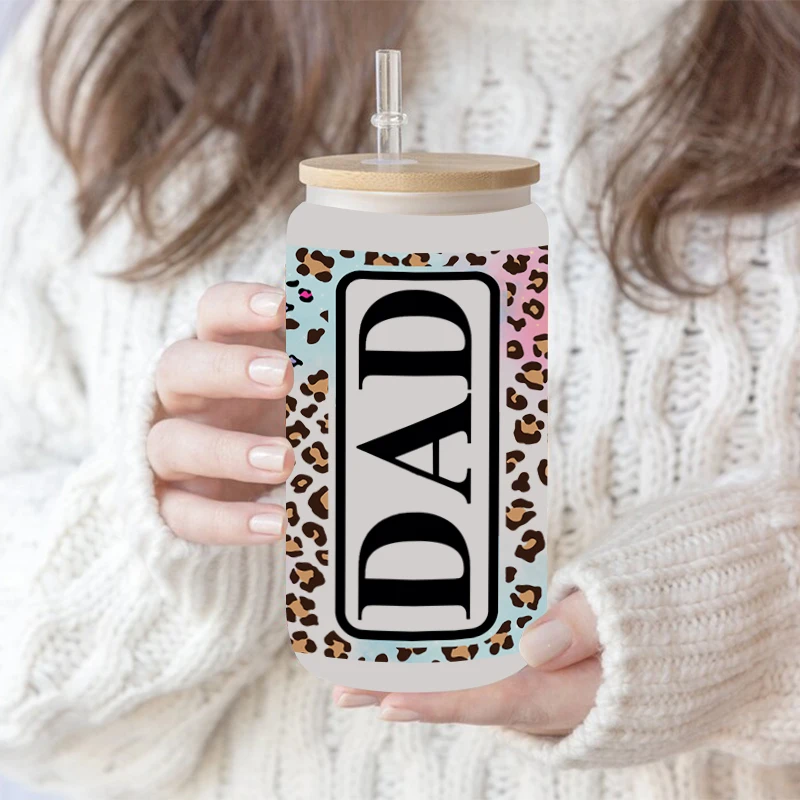 UV DTF Transfer Sticker DAD Themed For The 16oz Libbey Glasses Wraps Cup Can DIY Waterproof D14085
