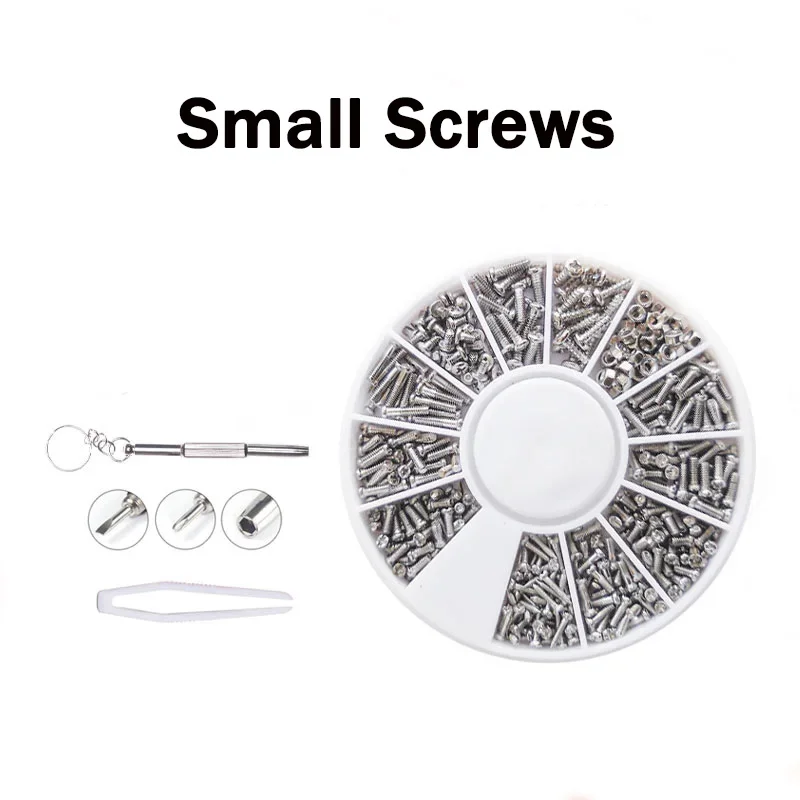 600/1000Pcs Small Screws with Screwdriver Stainless Steel Screws Electronics Nut For Watch Eye Glasses Clock Repair Tool Kit