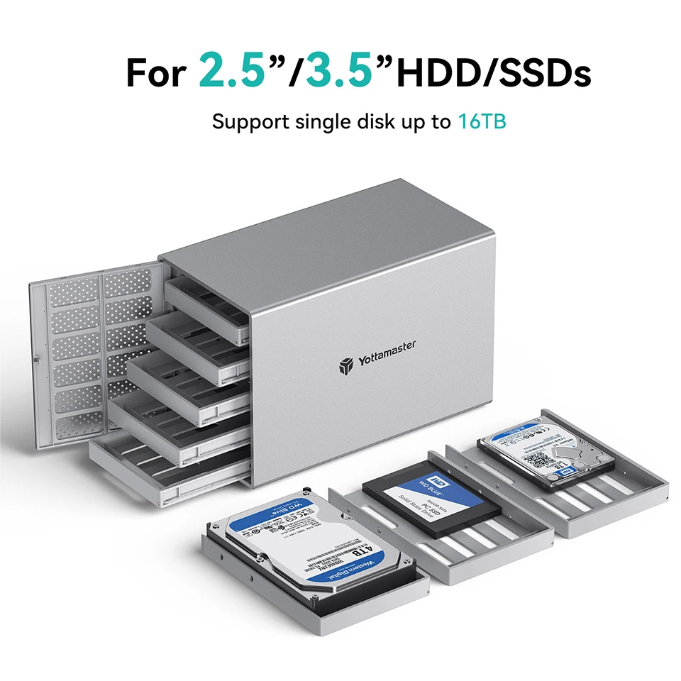Yottamaster-デュアルスロットのエンクロージャーを備えたssd 