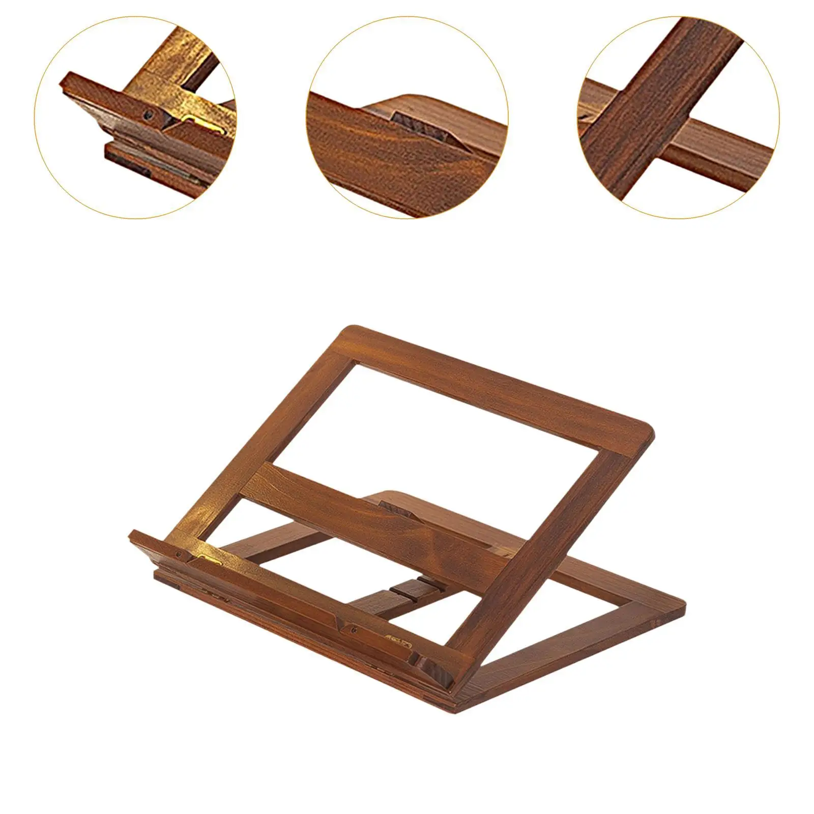 Wood Book Stand Folding Multipurpose Portable Simple Desktop Rack Cookbook Holder for Textbook Table Home Music Notes Countertop