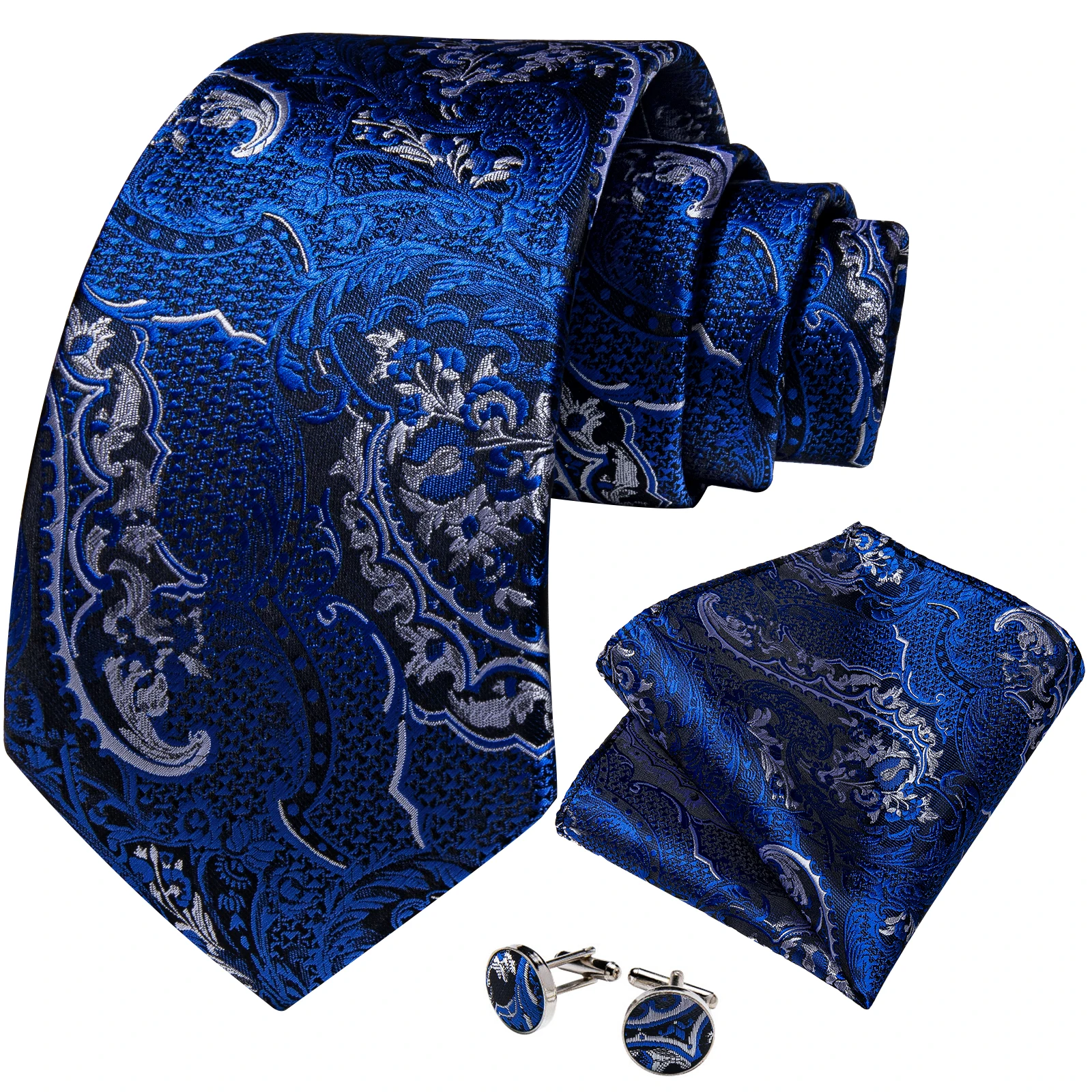 Alizeal Set Cravatta E Fazzoletto Da Tasca Uomo 8 Cm Con Stampa Floreale - Perfetto Per Matrimoni E Eventi Formali