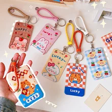 

INS Cartoon Card Holder Cute Tiger Card Holder Key Chains Belt Lanyard ID Bus Card Holder Key Ring for Students Subway IC Card